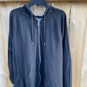 Calvin Klein Performance 3X Ruched-Sleeve Zip Hoodie - Black